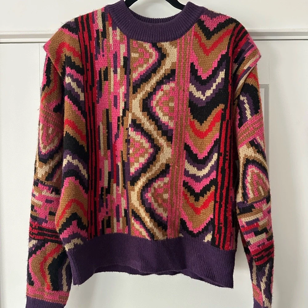 FARM RIO EUC Colorful Geometric Women's Sweater - Picture 2 of 4